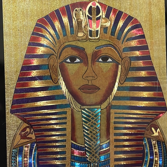 KING TUT Gold Mask 💛 Wood Frame Art Egypt Pharaoh Africa History Royalty Hiero - Picture 4 of 15